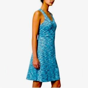 Teal activewear sportsbra knee length stretchy halter dress women's size Medium